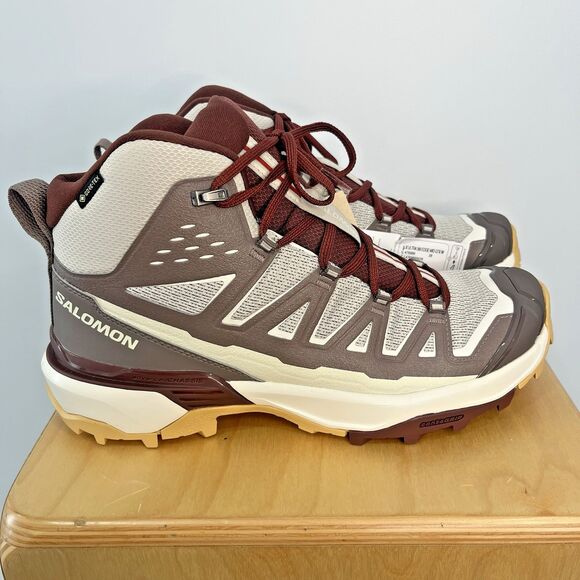 Salomon X Ultra 360 Edge Mid GTX Hiking Boots - Taupe/Red - Women Size 9 - Picture 1 of 9